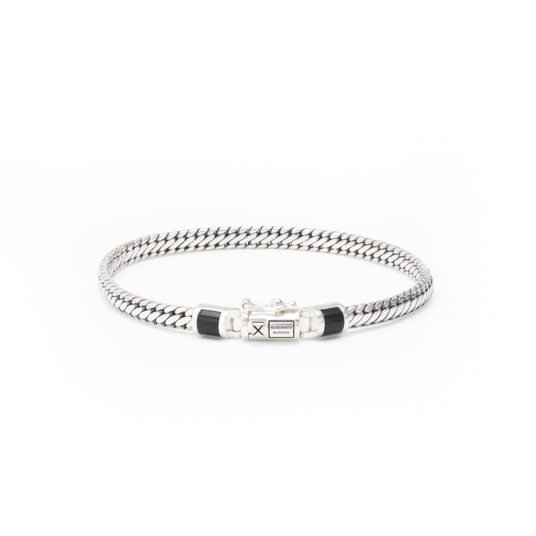 Buddha to Buddha - Ben Mini Gemstone Bracelet Silver Onyx, J101 on F 21cm - 001K011011506
